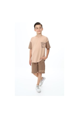 Erkek Çocuk Msgm Baskılı Şortlu Takım-5877-Kahverengi