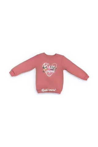 Kız Çocuk Best Mood Yazılı Pamuklu Eşofman Takım-15056 Pembe