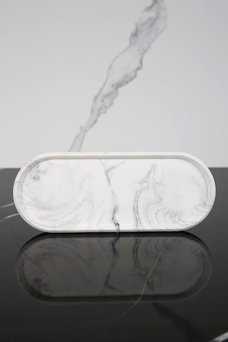 Betonmall Dekoratif Oval Sunum Tepsisi Tabağı Sunumluk 9x23 Cm - Siyah Beyaz