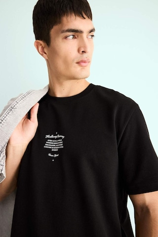 Defacto Regular Fit Bisiklet Yaka Baskılı Kısa Kollu Tişört F3475ax25aubk81 Siyah