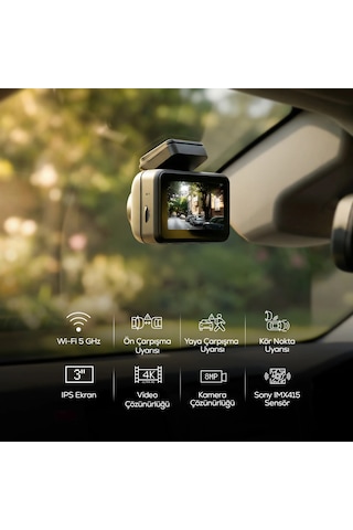 Satürn Araç Kamerası 4k Sony Imx415 Adas Güvenlik, Ön Arka Çift Kayıt, Gps, 5ghz Wifi, 512gb Sd X6454