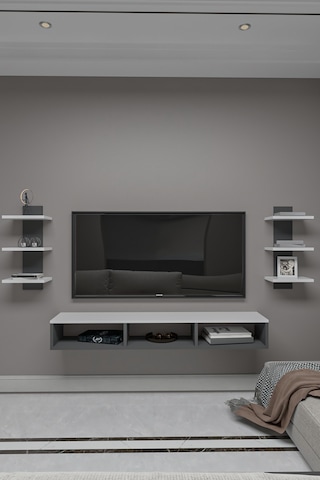 Dekoratif Raflı Tv Ünitesi,beyaz-atlantik Çam,portatif Minifix Kurulum Beyaz - Antrasit