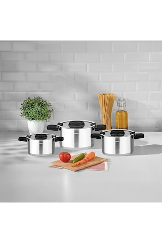 Nehir Elena Saten 6 Parça Derin Tencere Set