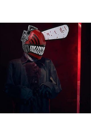 Anime Testere Adam Cosplay Korku Lateks Maske Cadılar Bayramı Kanlı Pochita Denji Korkunç Kask Başlık Maskeli Balo Parti Kostüm Aksesuarları