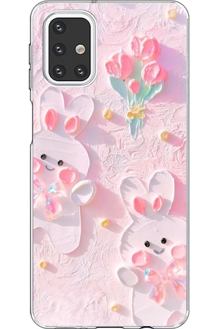 Samsung Galaxy M31s Uyumlu Sevimli Tavşanlar Baskılı Silikon Kılıf Renkli Samsung Galaxy M31s Uyumlu Sevimli Tavşanlar Baskılı Silikon Kılıf Renkli