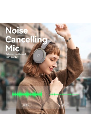 Gürültü Önleyici Kulaklıklar Bluetooth Kulaklıklar Kablosuz Kulaklıklar Mikrofon Derin Bas, Rahat Protein Earpads