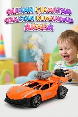 Uzaktan Kumandalı Yarış Arabası 1:18 Ölçek Şarjlı Işıklı Sesli Ve Duman Çıkaran Oyunca Araba Turuncu