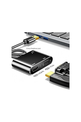 Pmr Zr702 Usb 3.0 To Hdmı Vga 3.5mm 1080p Monitör Çevirici Adaptör