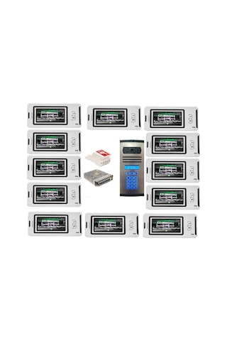 24 Daire Nts 2001-b 4,3'' Görüntülü Diafon Beyaz-8003 Tuş Takımlı Şifreli Zil Panelli Set