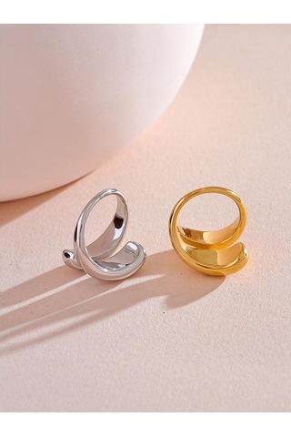 Gümüş Eetit Chic Benzersiz Paslanmaz Çelik Sıradışı Yüzük Suya Dayanıklı 18k Pvd Kaplama Basit Şık Metal Moda Takı Bijoux Hediye Gümüş