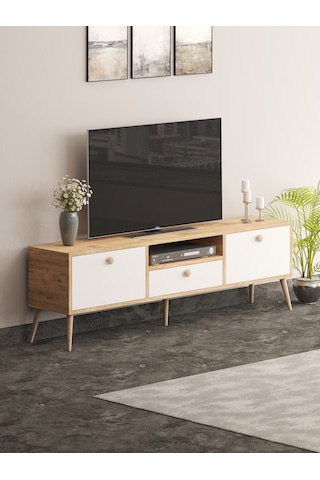 Beyza Ahşap Ayaklı 180 Cm Atlantik Beyaz Tv Sehbası