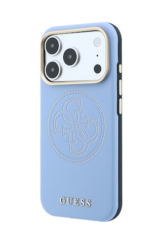 Apple iPhone 18 Pro Max Uyumlu Kılıf Guess Lisanslı M-safeli Pu Delikli 4g Ve Yazı Logolu Kapak Açık Mavi