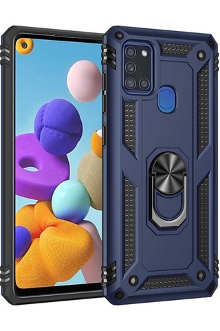 Galaxy A21S Kılıf Zore Vega Yüzüklü Standlı Zırh Kılıf