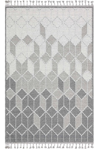 Soho Sh 03 Grey Hav Vermeyen Özel Ipler Ile Üretilen Etnik Örgü Desenlere Sahip Makine Halısı