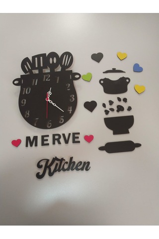 Mutfak Duvar Saati / Süsü Şık Hediye Kişiye Özel İsim