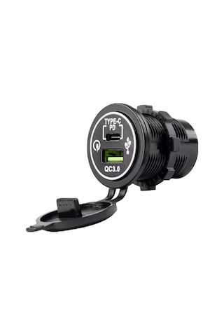 Otomatik Usb Güç Soketi Yüksek Akımlı Çift Pano Tip Usb 3.0 + Type-c Soket 12-24v Araç Şarj Cihazı