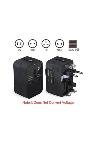 Geeksen Hht202 Evrensel Seyahat Şarj Adaptörü - Siyah, 6 Lü, 2 Usb 2.1a, 1350w, Ac100-250v, Le Akıllı Koruma, Abs+pc, Ce/fcc/rohs Onaylı
