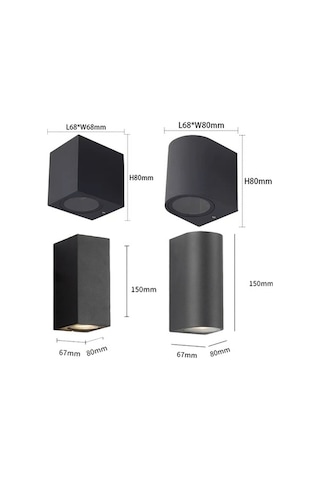 Tongxida Ip68 Su Geçirmez Dış Lamba Yuvarlak Soğuk Beyaz, 2 Başlık, Villa Kapısı İçin Soğuk Beyaz