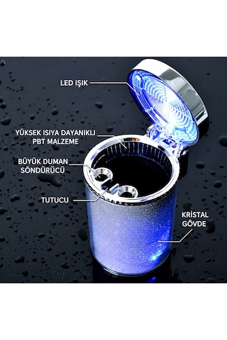 Araç İçi Çok Renkli Işıklı Küllük Renkli Işıklı Kapaklı Araba Küllüğü Oto Küllük Rgb Işıklı 1 Adet
