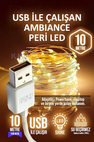 Tr Peri Led Işık 10 Metre Gün Işığı Usb Ile Çalışan Çok Amaçlı Dekoratif Aydınlatma Diğer