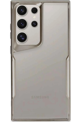 Samsung Galaxy Uyumlu  S25 Ultra Kılıf Metal Çerçeve Görünümlü Kırılmaz Boyi Kapak Titanyum-Gri