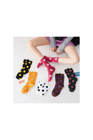Worthy Socks 6 Çift Kadın Çok Renkli Puantiyeli Soket Çorap