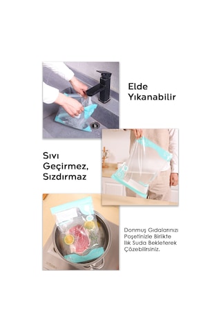 11 Parça Vakumlu Gıda Saklama Torbası Seti - Vakum Pompalı Kilitli Hava Almaz Vakumlu Poşet Şeffaf