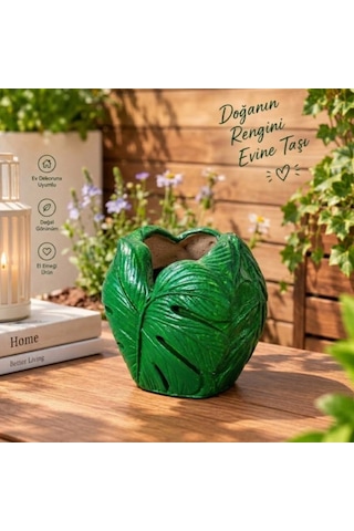 Yaprak Dekorarif Saksı O90 7x8 Cm