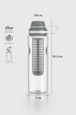 Renga Ege 750 Ml Tritan Süzgeçli Detoks Matara 911008 Füme Füme