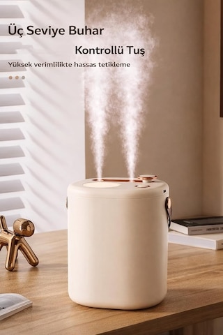 Şarjlı Hava Nemlendirici 1.2 Litre Kablosuz Buhar Makinesi Led Işık Aroma Difüzörü Sesiz Nemlendirme