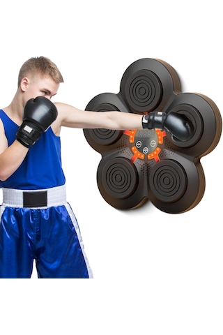 Boks Antrenman Paneli Led Işıklı - Boks Hedefi Refleks, Hız, Egzersiz Cihazı Müzikli Fitness Paneli Siyah