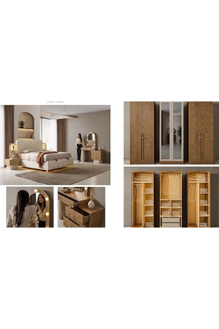 Santorini Mdf Yatak Odası Takımı Modüler Dolaplı