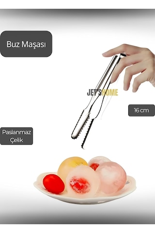Buz Maşası Paslanmaz Buz Kaşığı Çelik İnox 16 Cm Metalik Gri