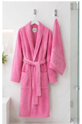 Belinis %100 Pamuk Otel & Spa Kalitesinde Yumuşak Yüksek Su Emici 1 Adet Bornoz 1 Adet 50 X90 Cm Havlu Pembe