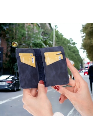 Enrico Slim Deri Kartlık Tn5 Antik Mavi