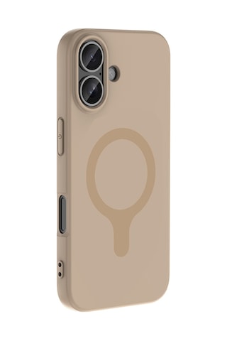 iPhone Uyumlu 16 Kılıf M-safe Şarj Özellikli Mbfx Aris Silikon Kapak - Krem