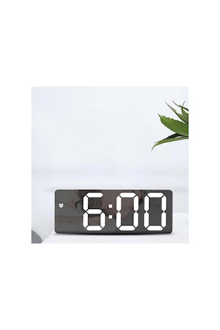 Modern Led Dijital Masa Saati Alarm Termometre Tarih Aynalı Masaüstü Saat Siyah Plastik Digital Diğer