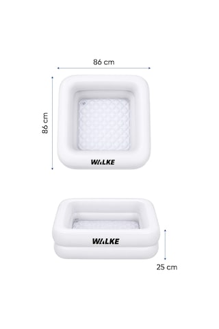 Walke Kare Şişme 86x86x25 Bebek Havuzu 2 Boğumlu Çocuk Havuzu Beyaz 14112