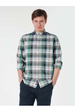 Colin's Regular Fit Ekoseli Yeşil Erkek Uzun Kol Gömlek CL1063200_Q1.V1_GRN