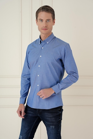 Efor Gk 748 Slim Fit Koyu Mavi Klasik Gömlek Mavi