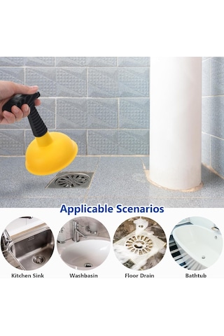 's Lavabo Pompası, Güçlü Emişli 2 Adet Mini Gider Açıcı, Kısa Sap Tasarımıyla Banyo, Duş, Lavabo Ve Tuvalet