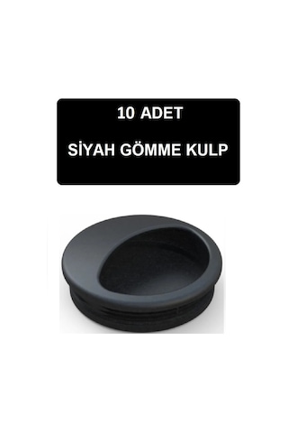 Adilon Gömme Kulp, 50 mm, Siyah (10 Adet)