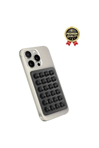 Özel Üretim Tüm Yüzeylere Uyumlu Kaymaz Siyah Güçlü Vantuzlu Silikon Yapışkanlı Telefon Tutucu