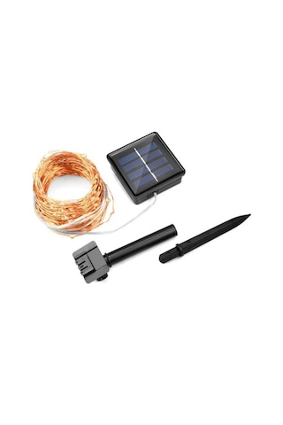 Solar 100led Işık Ev Parti Perde Süsü Aksesuarı Noel Yılbaşı Ağacı Işığı 12m Güneş Enerjili Sarı