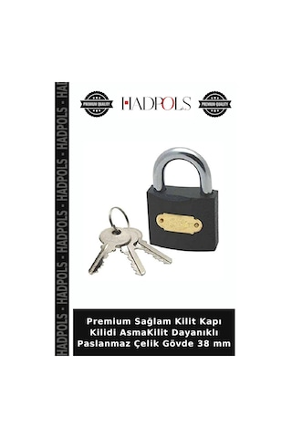 Premium Sağlam Kilit Kapı Kilidi Asmakilit Dayanıklı Paslanmaz Çelik Gövde 38 Mm