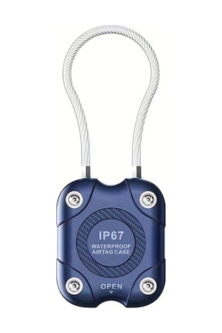 Elmpaly Koyu Mavi Havalandırmalı Airtag Kılıfı Tel Kablolu Güvenli Kilit Anahtarlık