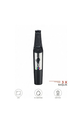 Bcm-1140T Şarjlı Lcd Ekranlı 3 Başlıklı Su Geçirmez Ayak Törpü Cihazı