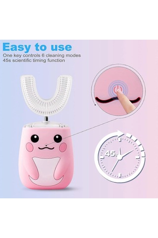 Çocuklar İçin Elektrikli Diş Fırçası, U Şekilli Ultrasonik Otomatik Diş Fırçası, 2 Fırça Başlığına Sahip Diş Fırçası, Si