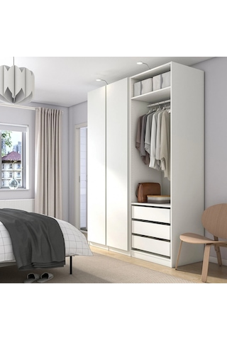 Ikea Beyaz Sağlam Kapaklı Gardırop 175x60x236 Cm