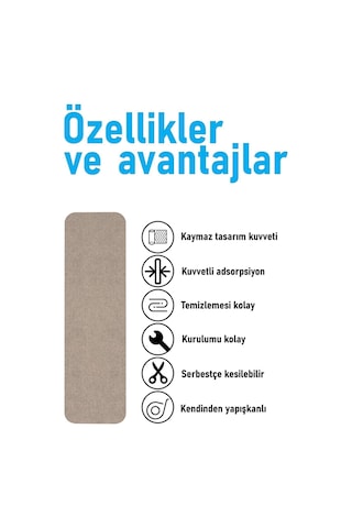 Halifleks Yapışkan Tabanlı Merdiven Basamak Paspası Rip Halı Kaymaz Tabanlı - Sütlü Kahve Sütlü Kahve